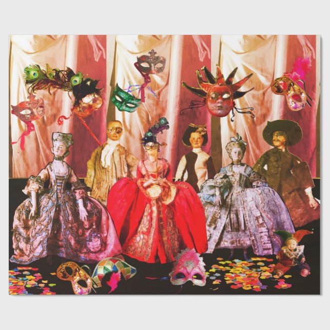 PAPEL DE PRESENTE ANTIGO PARTIDO ITALIANO MASCARADA DE BOMBAS E MÁSC (Aberto)