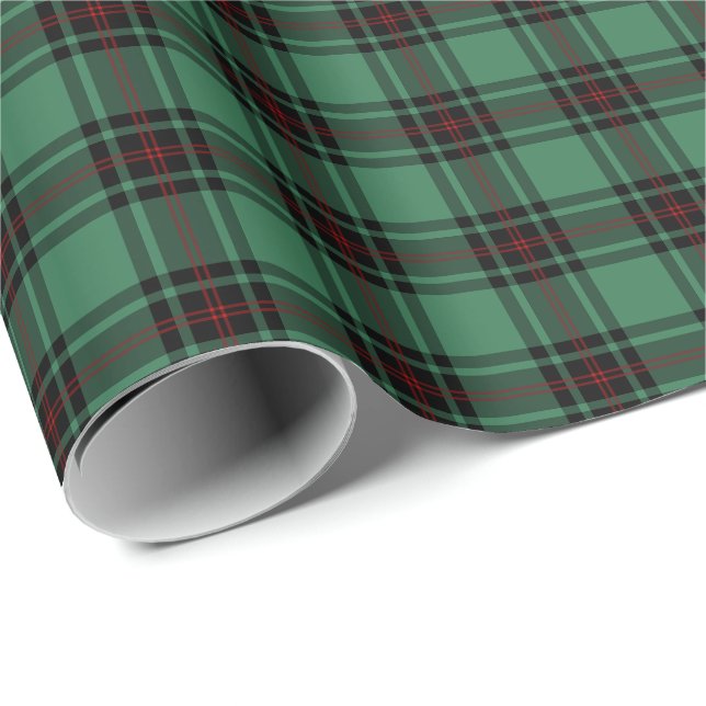 Papel De Presente Antigo Tartan do Distrito de Fife Verde e Negro (Ponta do rolo)
