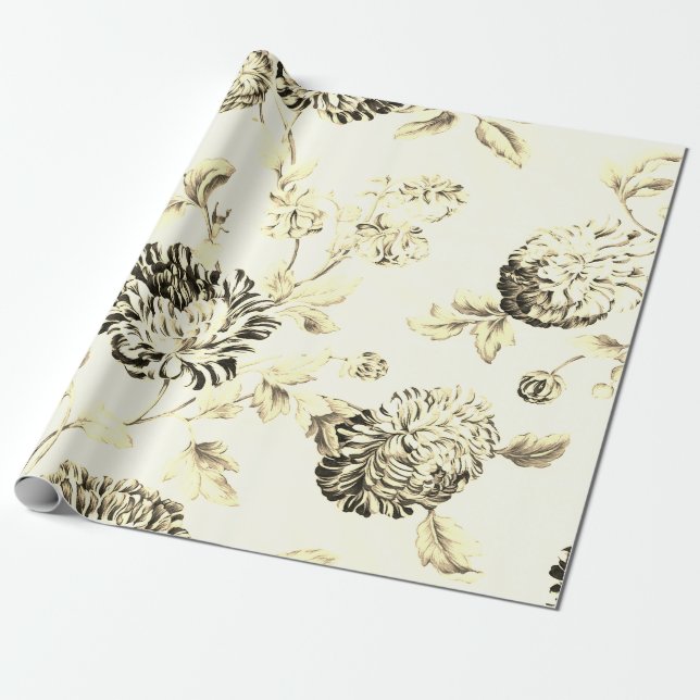 Papel De Presente Antiguamente Dourado Vintage, Banho Botânico (Desenrolado)