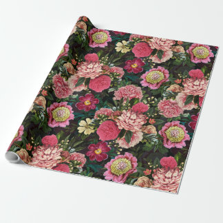 Papel De Presente Antiguamente Nostalgic Redouté Peonies Padrão pret