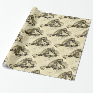 PAPEL DE PRESENTE ANTIQUE ROMAN MOSAICS / ROOSTERS