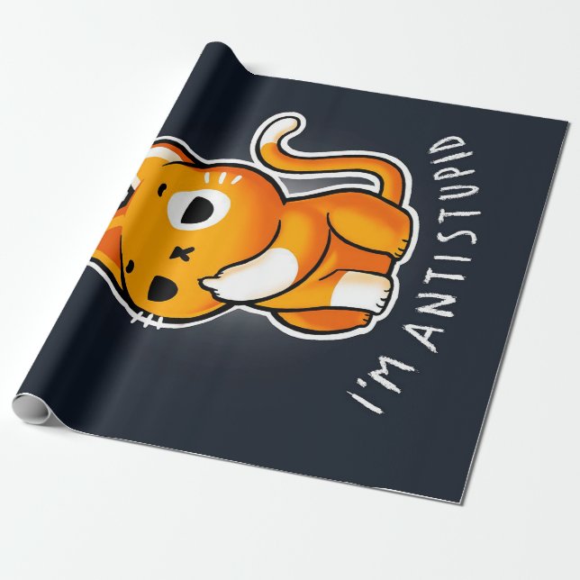 Papel De Presente Antisocial Cute Cat Gift| Cat For Valentines  (Desenrolado)