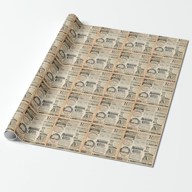Papel De Presente Anúncio de jornal francês em 1897 (Desenrolado)
