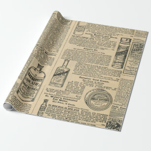 Papel De Presente Anúncios de jornal da Apothecary Vintage