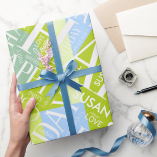 Papel De Presente Apelido Adição de Comprimento Médio Nome Verde 