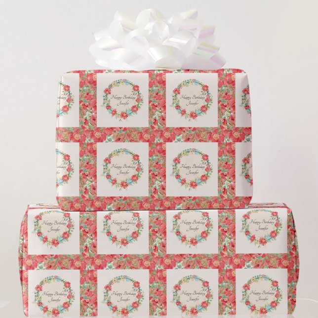 Papel De Presente Apelido de Feliz Aniversário bonito Rosa (Criador carregado)