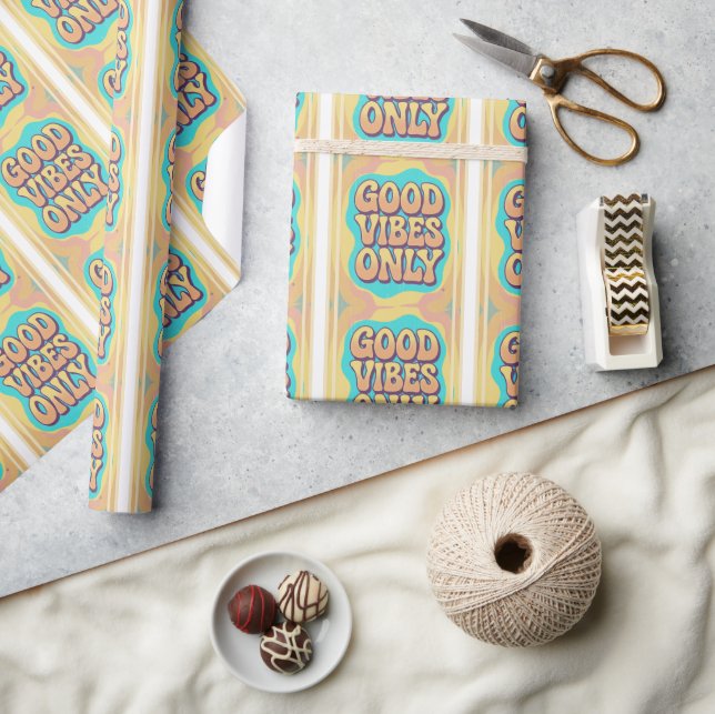 Papel De Presente Apenas boas vibrações estilo retrô groovy (Artesanato)