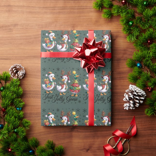 Papel De Presente Apenas um ganso alegre remendado Natal Pato engraç (Presente de Natal)