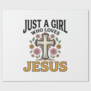 Papel De Presente Apenas uma Garota que Ama Jesus Camisa de Cruz Flo
