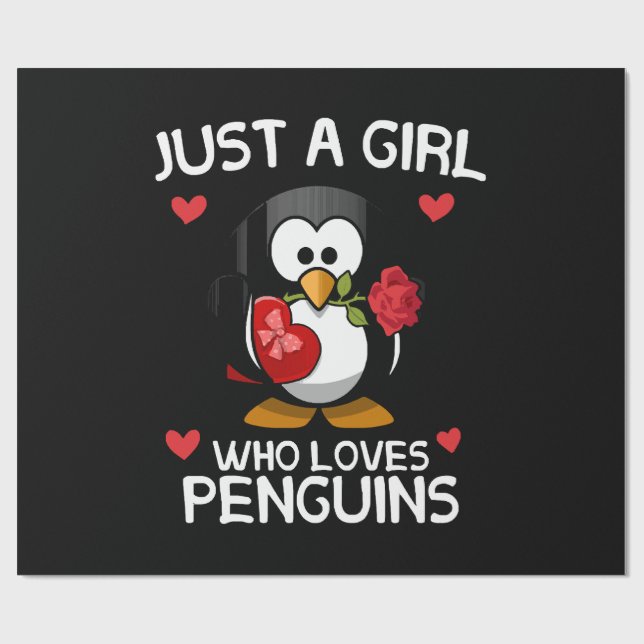 Papel De Presente Apenas uma Garota que Ama Pinguins (Aberto)