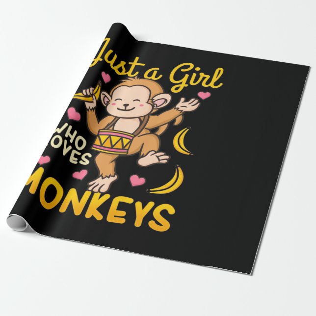 Papel De Presente Apenas Uma Menina Que Ama Macacos (Desenrolado)