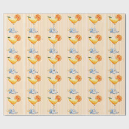 Papel De Presente Aperol Spritz Laranja Azul Cítrico Chá de Bebê Men