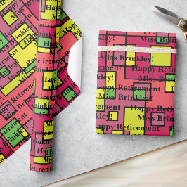 Papel De Presente Aposentação Saudação Seu Texto Verde Amarelo