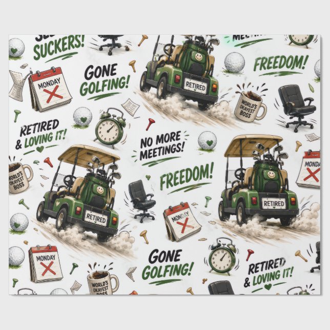 Papel De Presente Aposentadoria de golfe tema para golfista (Aberto)