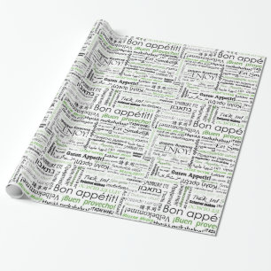 Papel De Presente Appetit em muitas línguas - verde do Bon