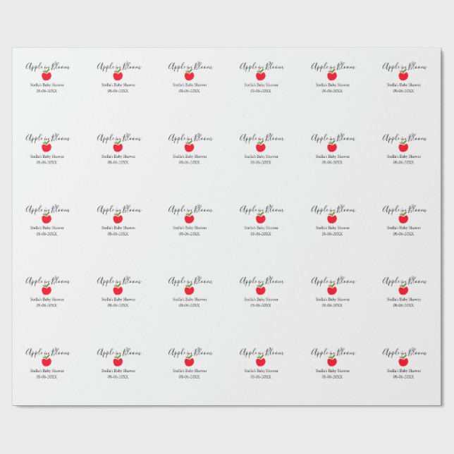 Papel De Presente Apple in bloom baby shower red apple name date  (Aberto)