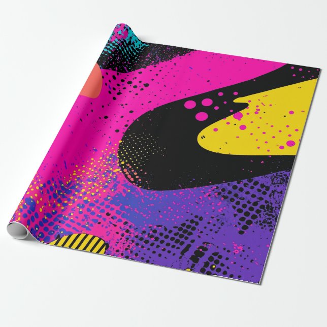 Papel De Presente Apresentação de cor abstrato no estilo de quadrinh (Desenrolado)