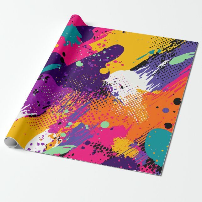 Papel De Presente Apresentação de cor abstrato no estilo de quadrinh (Desenrolado)