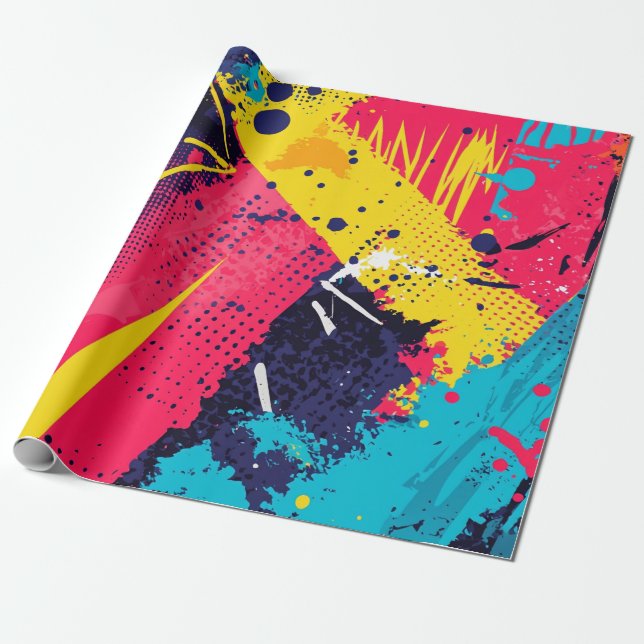 Papel De Presente Apresentação de cor abstrato no estilo de quadrinh (Desenrolado)