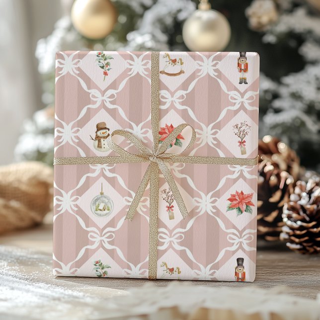 Papel De Presente Apresentação de Natal da Noiva Cor-de-Rosa (Criador carregado)