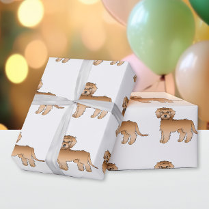 Papel De Presente Apricot Mini Goldendoodle Cute Cartoon Dog Padrão