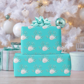 Papel De Presente Aqua Azul Costeira Natal Dólar de Areia