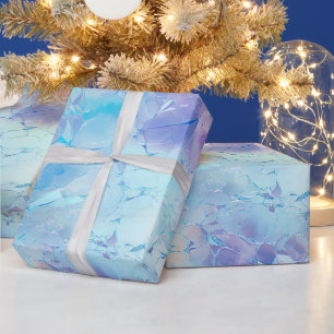 Papel De Presente Aqua Azul Púrpura Gelo Natal