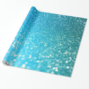 Papel De Presente Aqua Beach Blue Summer Glitter