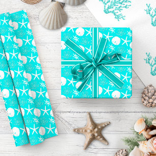 Papel De Presente Aqua Blue Starfish Natal