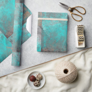 Papel De Presente Aqua Blue Turquoise e Cinza modernas em apuros