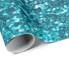 Papel De Presente Aqua Dourada Glitzy (Sereia inspirada)