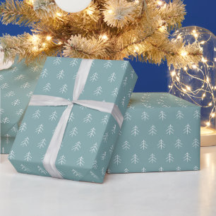 Papel De Presente Aqua gelado Padrão de Árvores Modernas