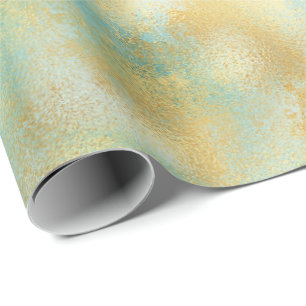 Papel De Presente Aqua Glam Dourado Glitz Sparkle