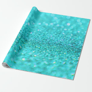 Papel De Presente Aqua Glitter Design  