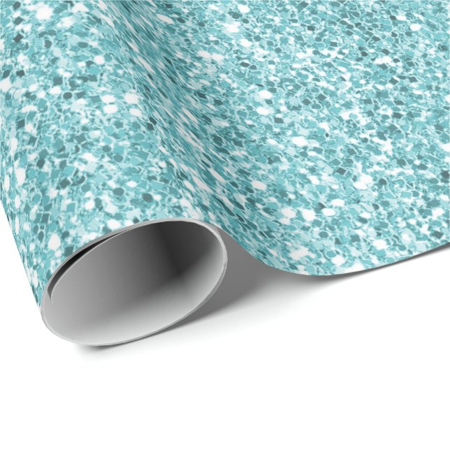 Papel De Presente Aqua Glitz Glitter  (Ponta do rolo)