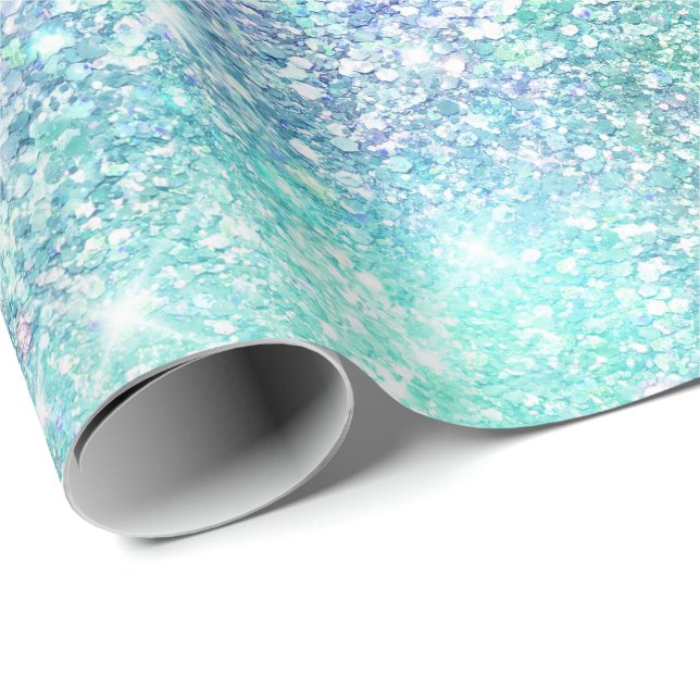 Papel De Presente Aqua Mermaid Sparkle (Ponta do rolo)