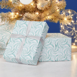 Papel De Presente Aqua Mint White Swirls Natal