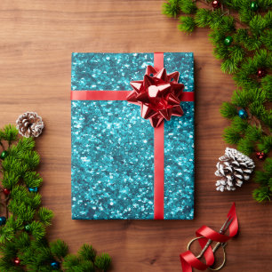 Papel De Presente Aqua Teal Blue Sparkle
