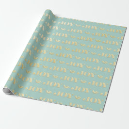 Papel De Presente Aqua & Teal Christmas Wrapping Paper with Gold Acc