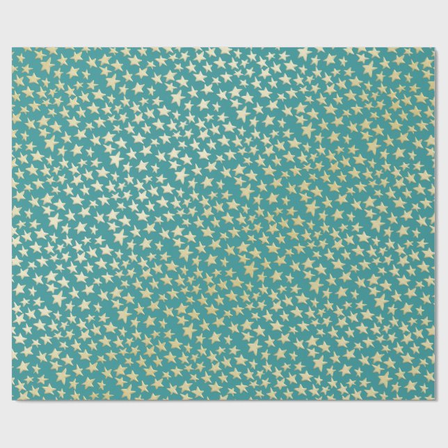 Papel De Presente Aqua & Teal Christmas Wrapping Paper with Gold Acc (Aberto)