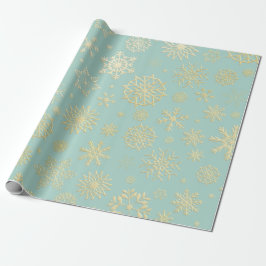 Papel De Presente Aqua & Teal Xmas Wrapping Paper with Gold Accents