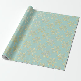 Papel De Presente Aqua & Teal Xmas Wrapping Paper with Gold Accents