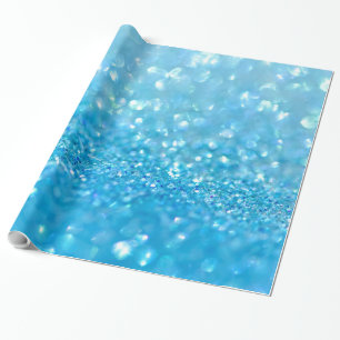 Papel De Presente Aqua Water Baby Blue Glitter