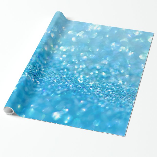 Papel De Presente Aqua Water Baby Blue Glitter (Desenrolado)