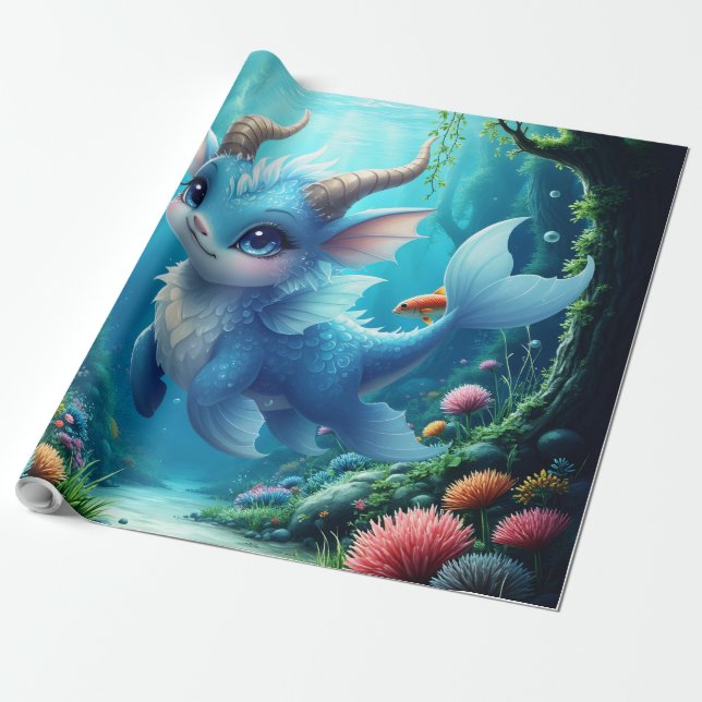 Papel De Presente Aqualumi – Keeper of Coral Dreams.  (Desenrolado)