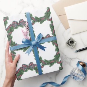 Papel De Presente Aquarela Arranjo em Xadrez com Laço Coroa