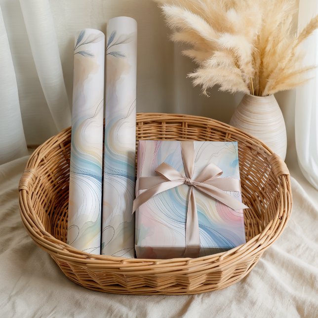 Papel De Presente Aquarela Botânica Pastel Elegante (Criador carregado)