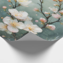 Papel De Presente Aquarela de Brunch Floral Branco