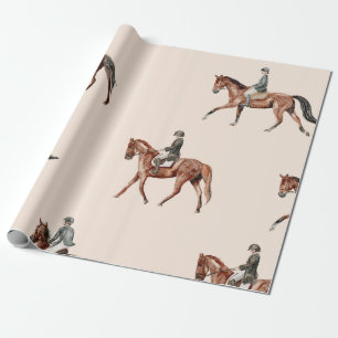 Papel De Presente Aquarela de Cavaleiro Equestre Inglês Vintage