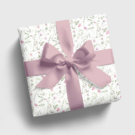 Papel De Presente Aquarela de Flor Silvestre Rosa